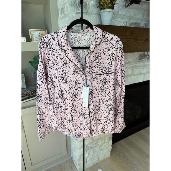 Bed Head PJs Women's Pink Babydoll Tiny Hearts Long Pajamas Two Piece Set Size M - Picture 3 of 9